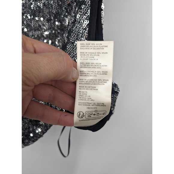 Free People James Sequin Top Womens Medium Silver Black Sparkle Party Night Out‎ - Picture 7 of 9